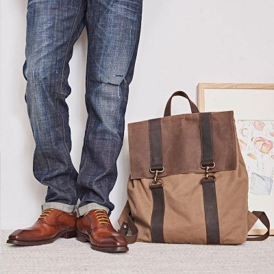 Canvas Mens Cool Backpack Canvas Travel Bag Canvas School Bag for Men