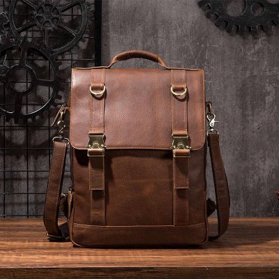 Cool Mens Leather Backpack School Backpack Leather Laptop Backpack for Men