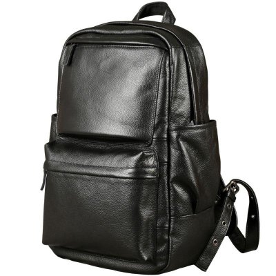 Genuine Leather Mens Cool Backpack Sling Bag Large Black Travel Bag Hiking Bag for men