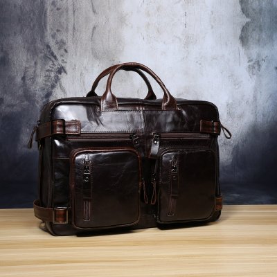 Genuine Leather Mens Cool Messenger Bag Briefcase Backpack Bag Travel Bag for Men