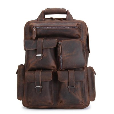 Cool Leather Mens Backpack Large Vintage Large Travel Backpack Bag for Men