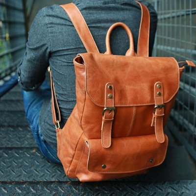 Cool Brown Mens Leather Backpack Travel Backpack School Backpacks for men