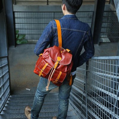 Cool Handmade Leather Mens Backpack Travel Backpacks Laptop Backpack for men