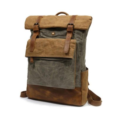 Waxed Canvas Mens Travel Backpacks Canvas School Backpacks Laptop Backpack for Men