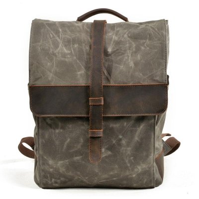 Waxed Canvas Leather Mens Backpack Canvas Travel Backpacks Canvas School Backpack for Men