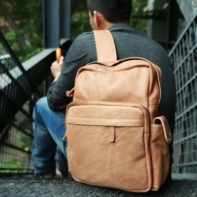 Leather Brown Mens Backpacks Cool Travel Backpack Laptop Backpack for men