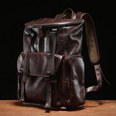 Genuine Leather Mens Cool Backpack Sling Bag Large Travel Bag Hiking Bag for Men