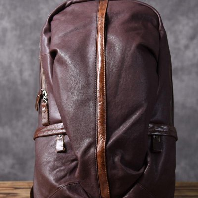 Genuine Leather Mens Cool Backpack Sling Bag Large Travel Bag Hiking Bag for men