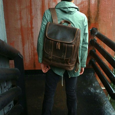 Cool Leather Coffee Mens Backpack Travel Backpacks Laptop Backpack for men