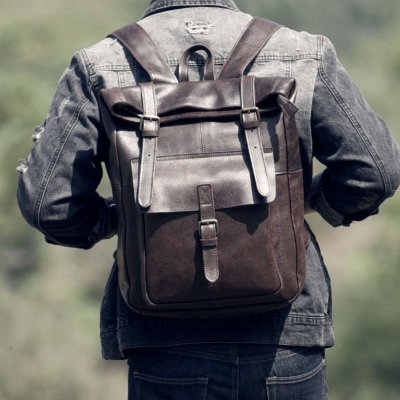 Handmade Leather Mens Cool Backpack Sling Bag Large Coffee Travel Bag Hiking Bag for men