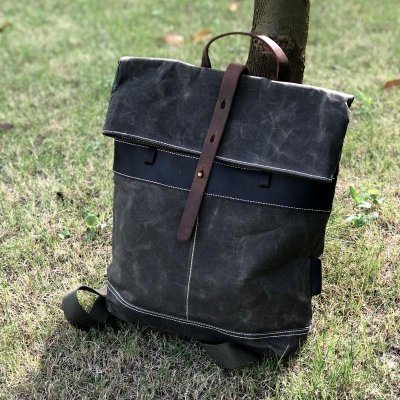 Vintage Cool Mens Waxed Canvas Backpack Canvas Backpack for Men