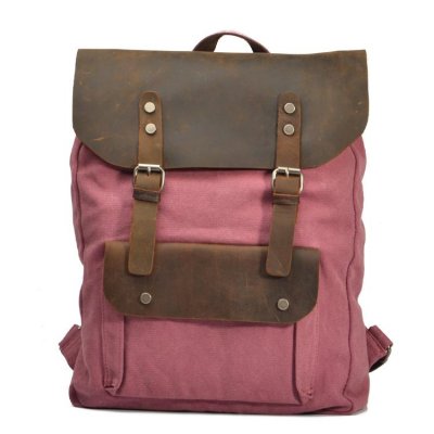 BW-Bag new canvas with leather backpack bag college casual wild travel bag