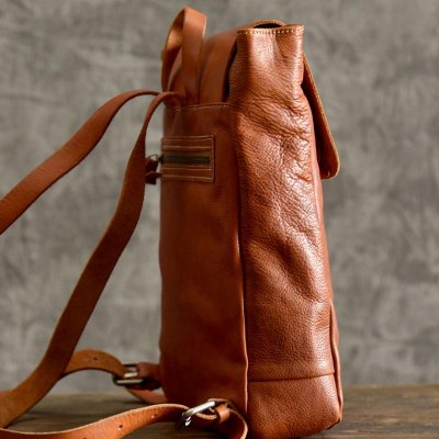 Handmade Leather Mens Women Cool Backpack Sling Bag Large Brown Travel Bag Hiking Bag for men