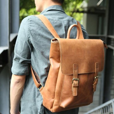 Cool Leather Mens Backpack Travel Backpack Laptop Backpack for men