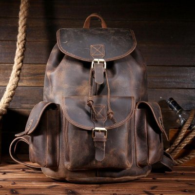 Cool Leather Mens Backpacks Large Vintage School Backpack Travel Backpack Bag for Men