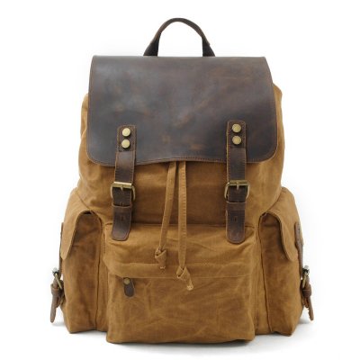 BW-Bag New High-Capacity Package Backpack Canvas Bag with Leather Bag