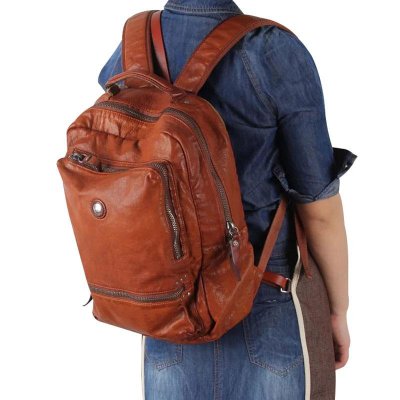 Handmade Leather Mens Cool Backpack Sling Bag Large Black Travel Bag Hiking Bag for men