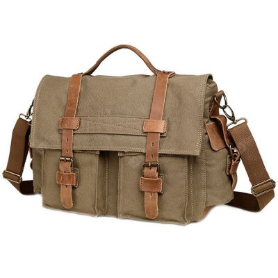 Canvas Digital Camera Shoulder Bag - Army Green