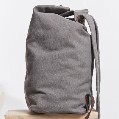 Cool Canvas Leather Mens Bucket Backpack Canvas Travel Bag Canvas Barrel Bag for Men