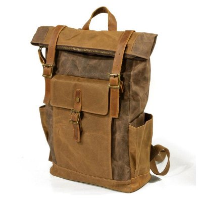 Waxed Canvas Mens Backpacks Canvas Travel Backpack Canvas School Backpack for Men