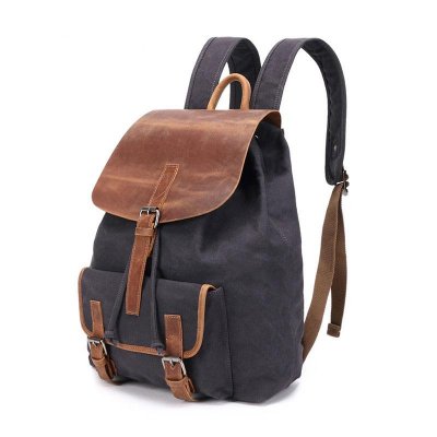 Waxed Canvas Leather Mens Backpack Canvas Travel Backpacks Canvas School Backpack for Men