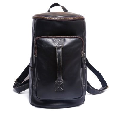 Genuine Leather Mens Cool Backpack Sling Bag Large Black Travel Bag Hiking Bag for men