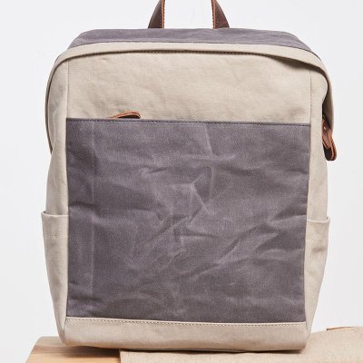 Canvas Gray Mens Cool Backpack Canvas Travel Bag Canvas School Bag for Men