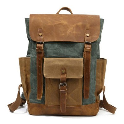 Waxed Canvas Mens Travel Backpack Canvas Backpacks Canvas School Backpack for Men