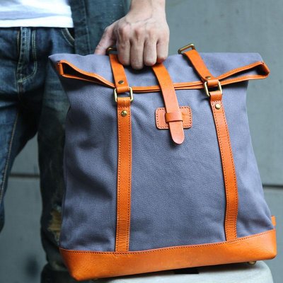 Canvas Leather Mens Backpack Travel Backpacks Laptop Backpack for men